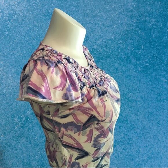 STYLE & Co Pastel Print Flutter Sleeve Top MP - Picture 3 of 4